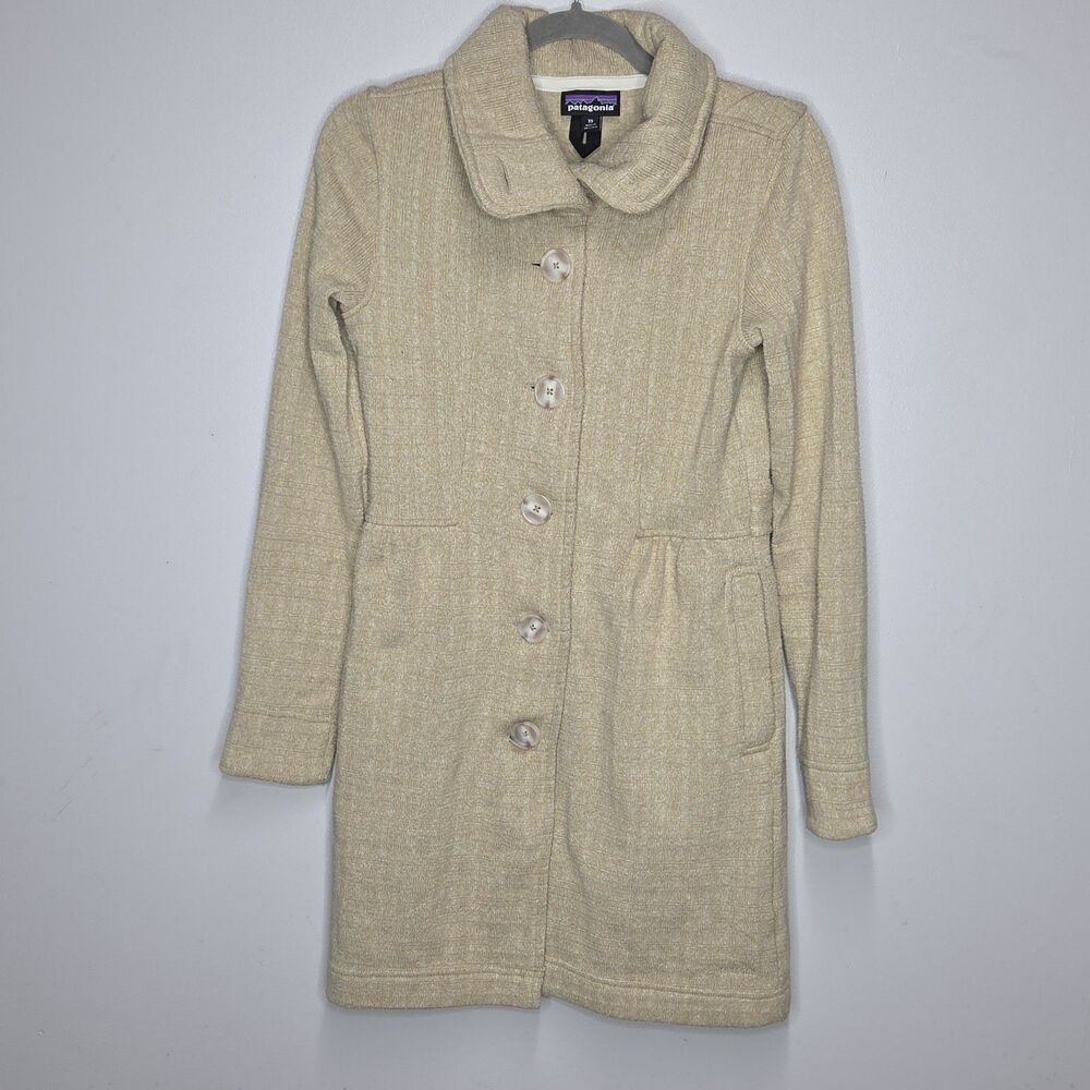 Patagonia Better Sweater Button Front Coat Oatmeal Beige XS Long Fleece Jacket